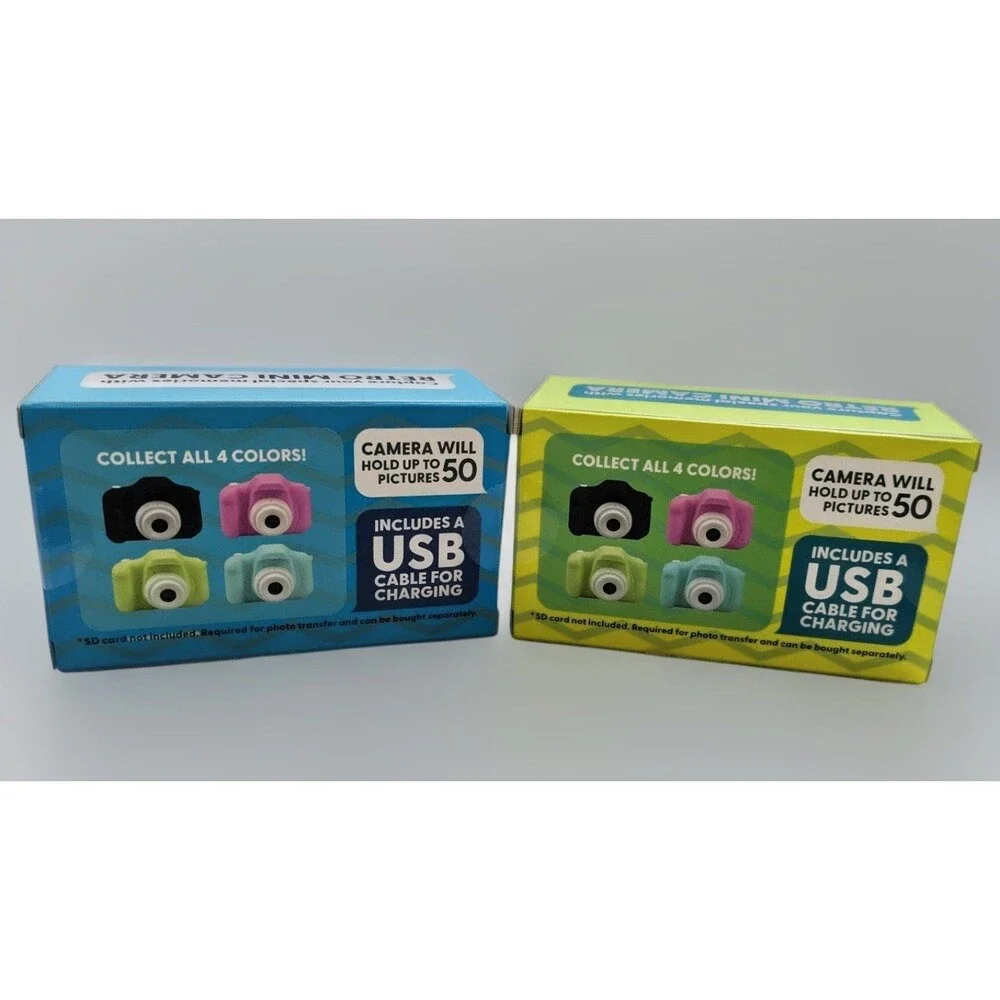 2 Retro Mini Digital Cameras Kids Toy Camera USB Rechargeable Bundle